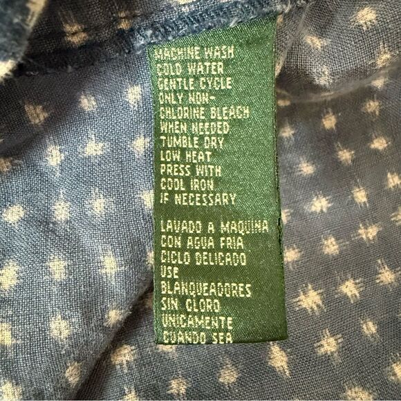 Lauren Ralph Lauren Top Sz 3X Blue Linen Sleeveless Button Up Tie Front Western - Picture 7 of 9